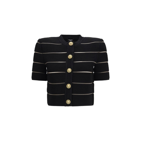 Balmain 77% Viscose cardigan in black
