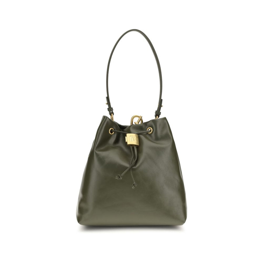 Balmain 100% Calf Leather Bos Taurus bucket bag in green