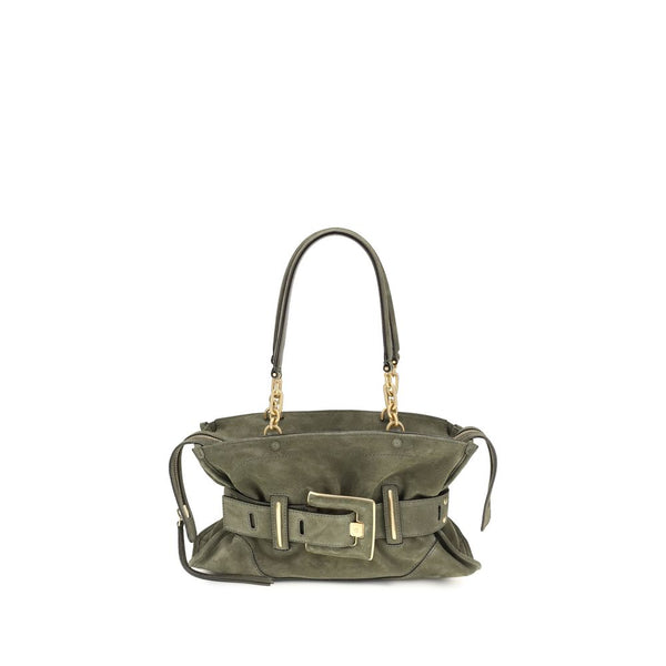 Balmain 100% Calf Suede shoulder bag in green