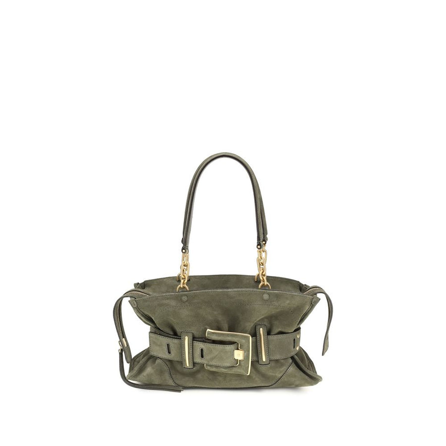 Balmain 100% Calf Suede shoulder bag in green
