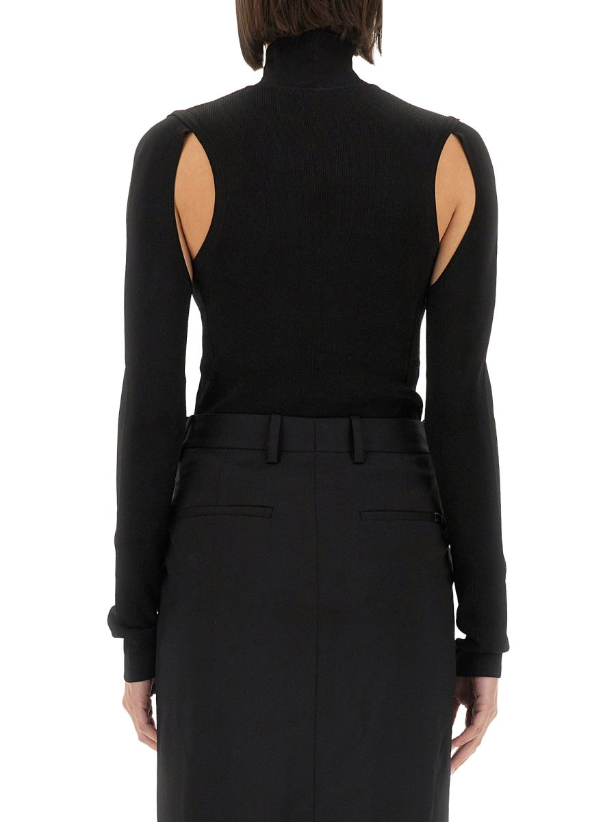 Slim Fit Black Top Viscose Tops