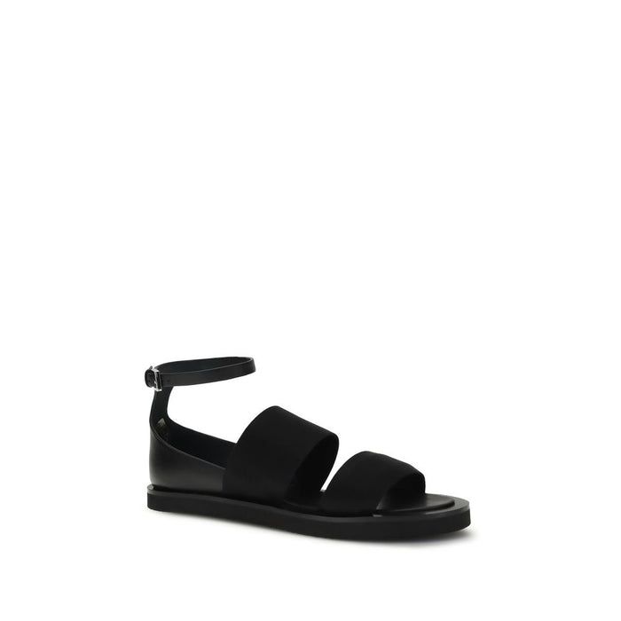Max Mara Upper 100% Calf Suede sandal in black — view 2