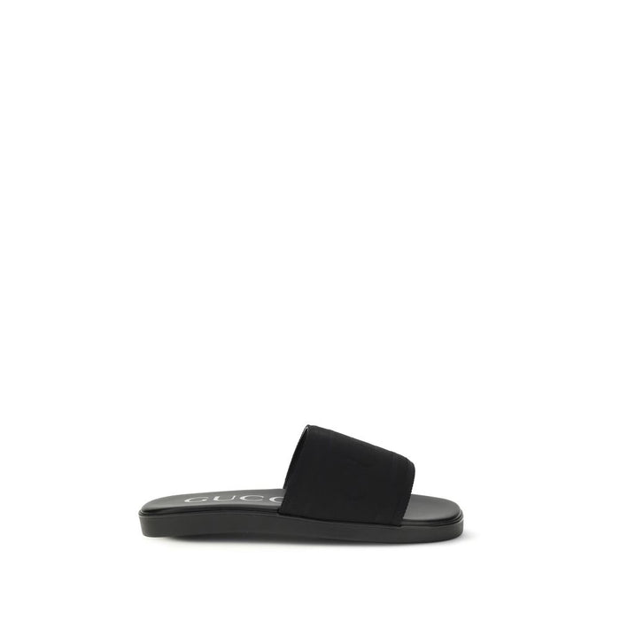Gucci Upper 100% Fabric slide sandal in black