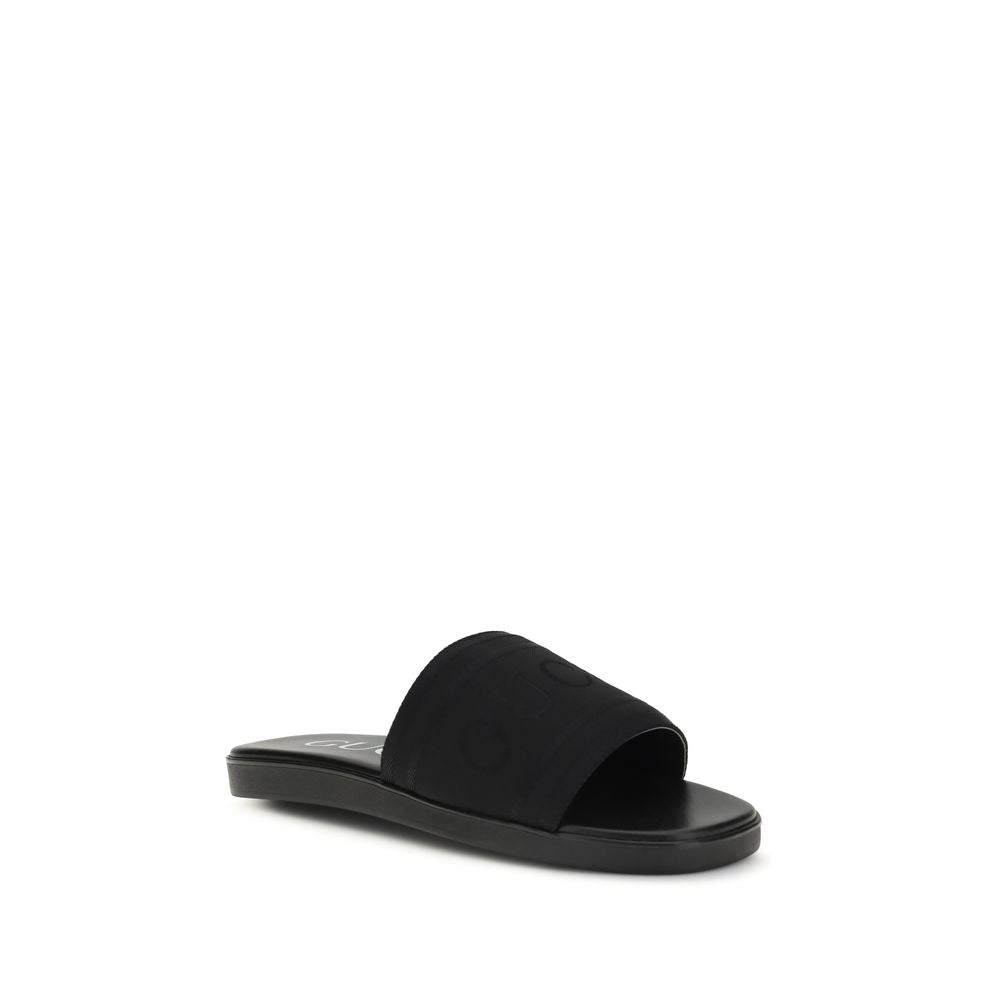 Gucci Upper 100% Fabric slide sandal in black — view 2