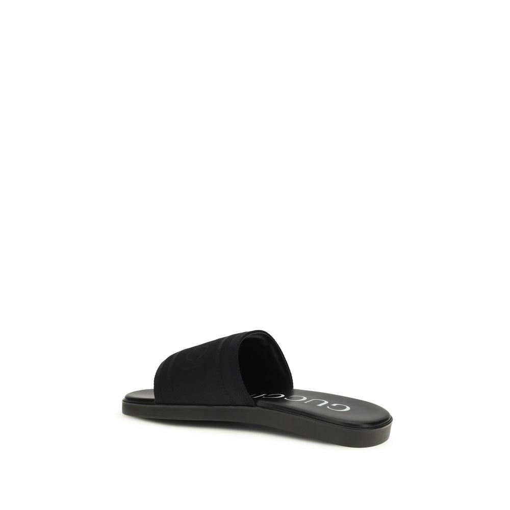 Gucci Upper 100% Fabric slide sandal in black — view 3