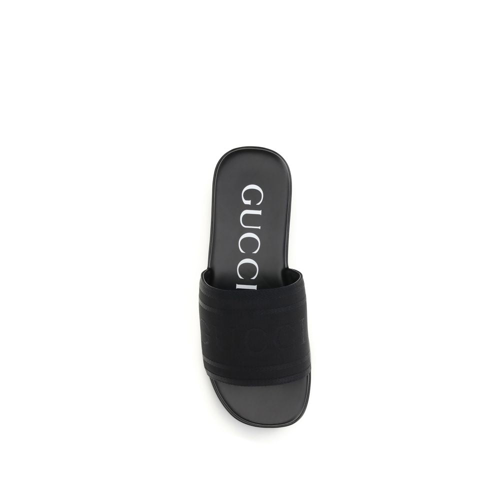 Gucci Upper 100% Fabric slide sandal in black — view 4