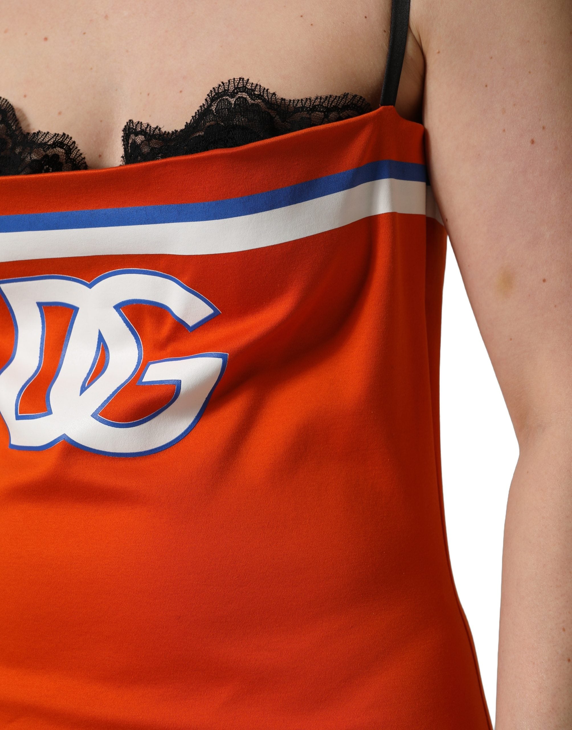 Dolce & Gabbana 85% Cotton 5% Nylon 10% Silk mini dress in orange — view 3