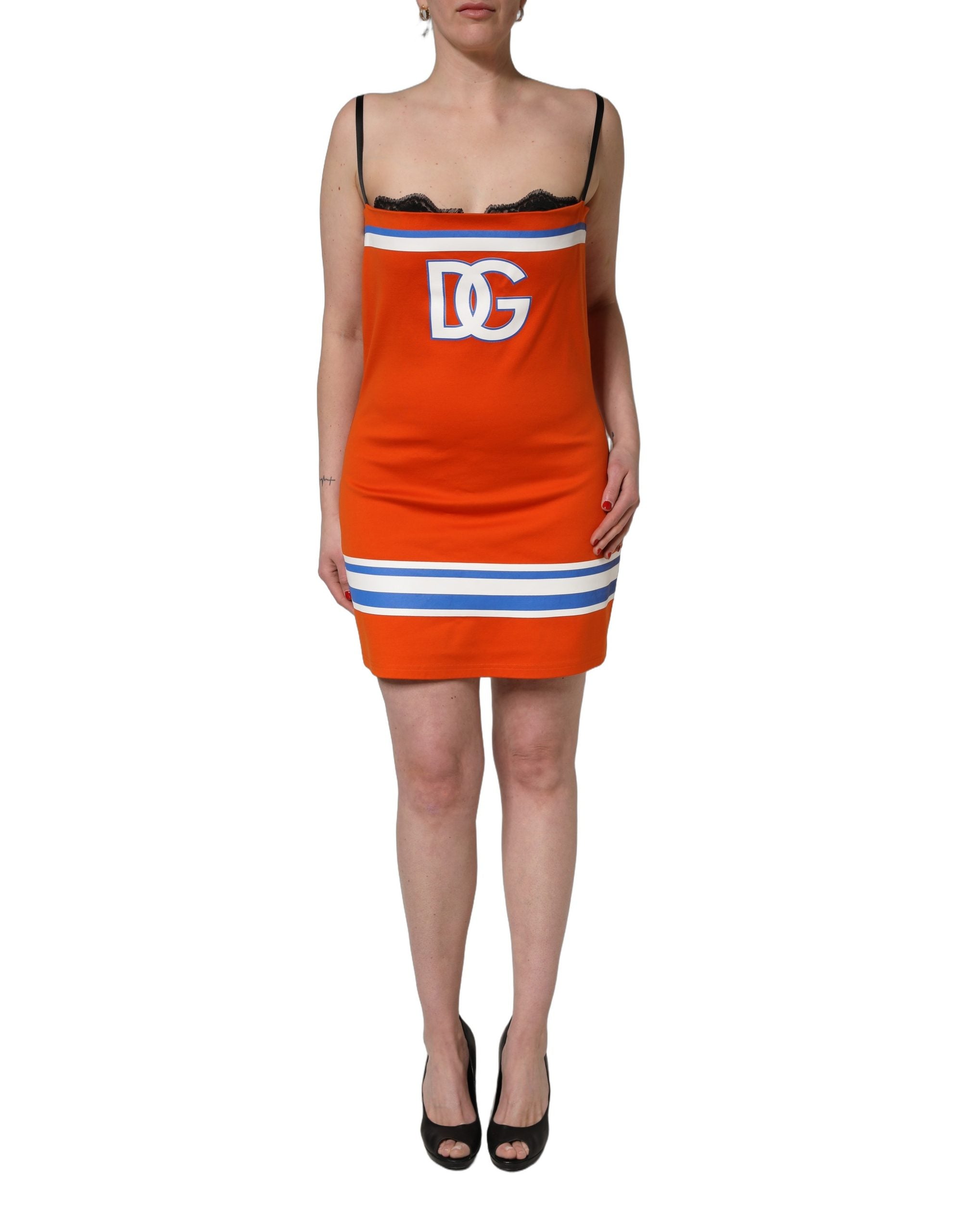 Dolce & Gabbana 85% Cotton 5% Nylon 10% Silk mini dress in orange — view 6