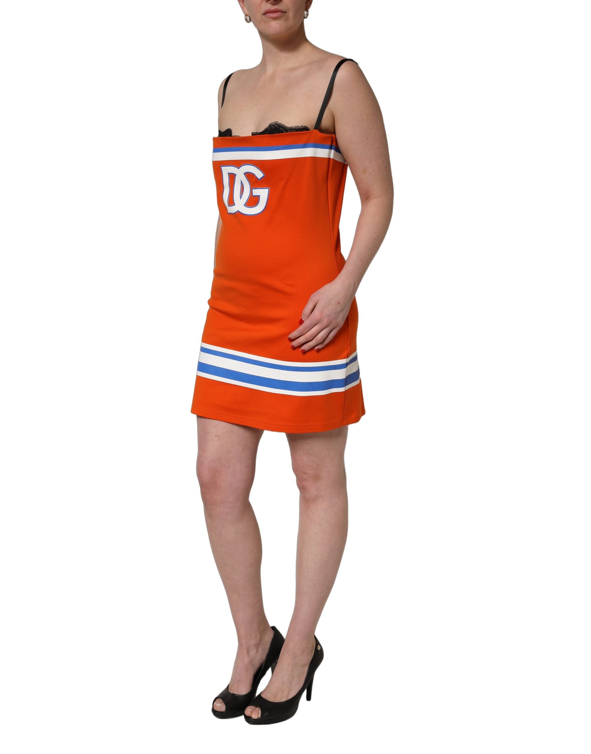 Dolce & Gabbana 85% Cotton 5% Nylon 10% Silk mini dress in orange — view 8