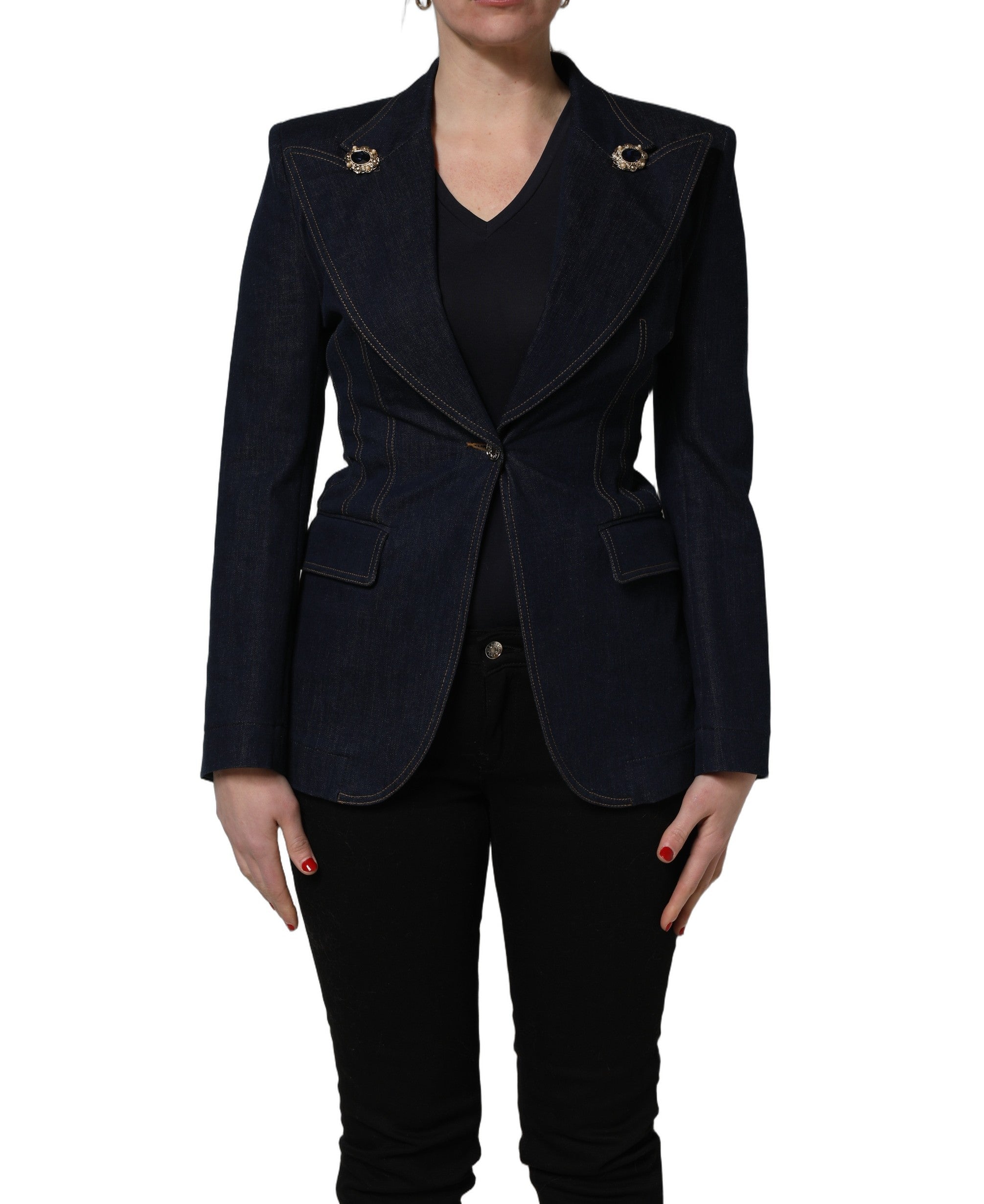 Dolce & Gabbana 97% Cotton 3% Elastane blazer in blue — view 2
