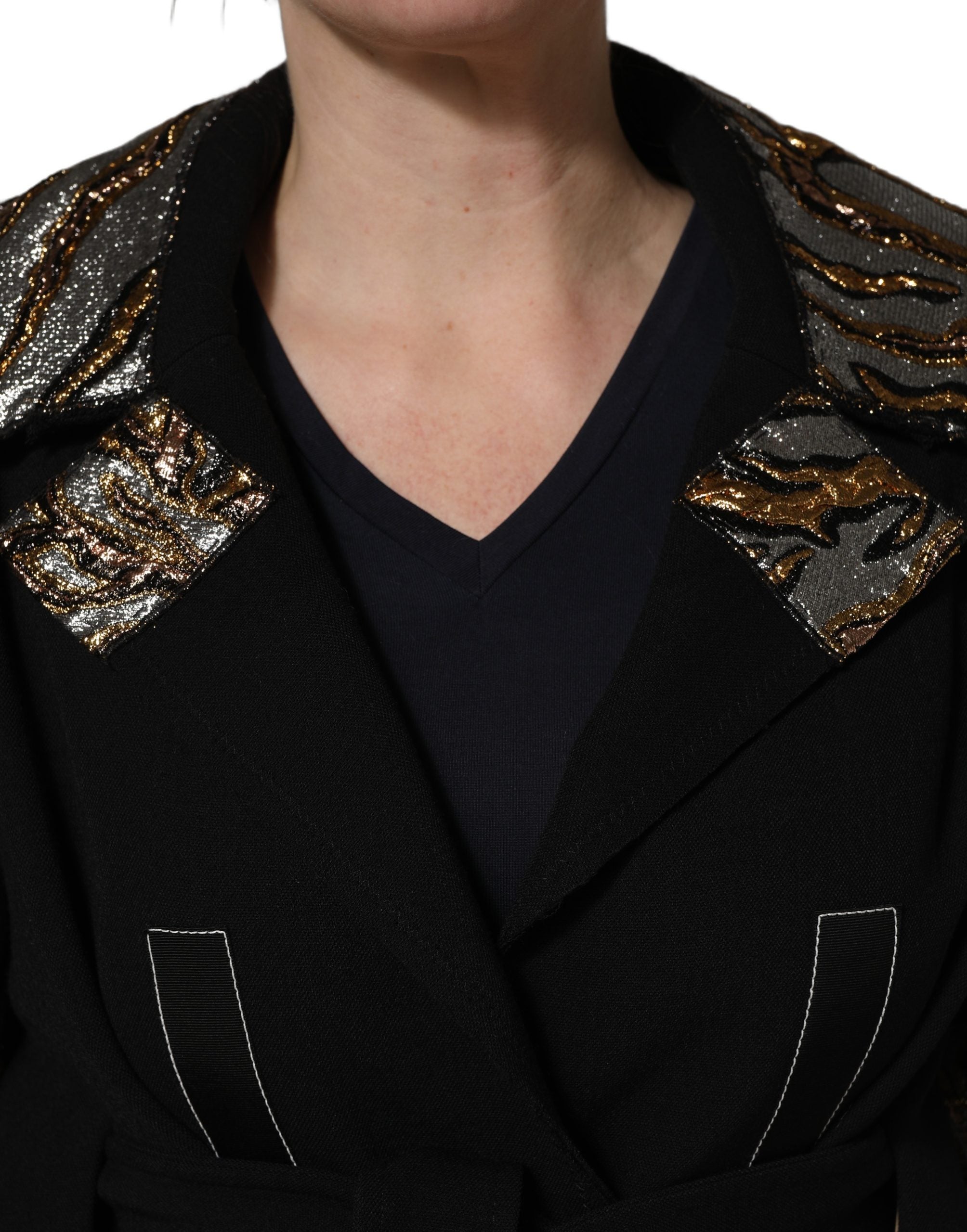 Dolce & Gabbana 30% Virgin Wool coat in black — view 2
