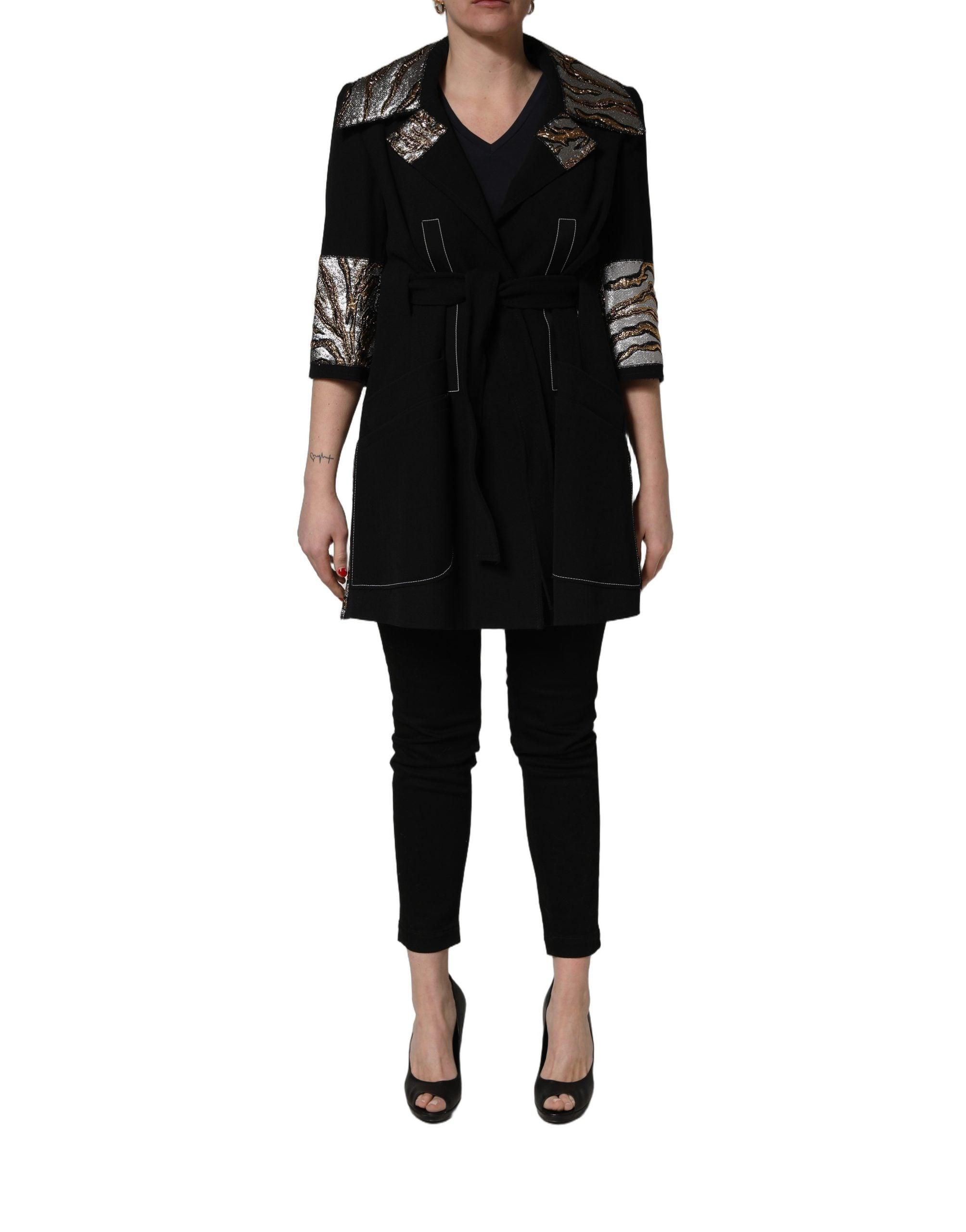 Dolce & Gabbana 30% Virgin Wool coat in black — view 4
