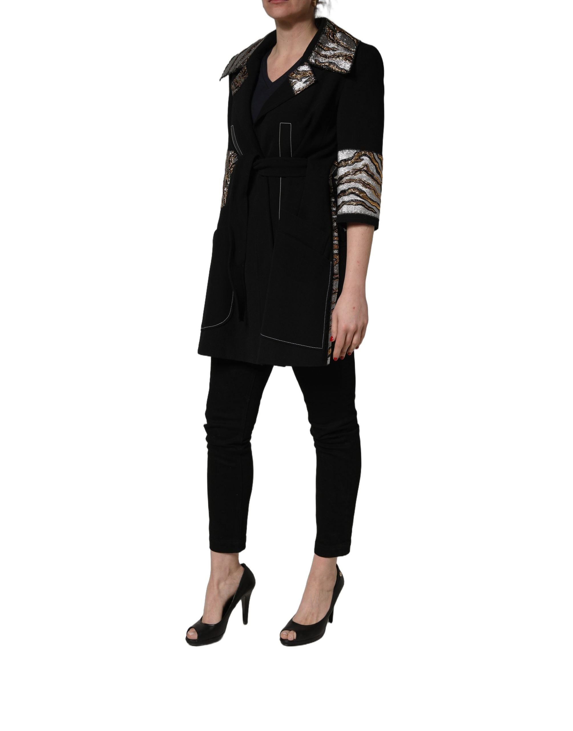 Dolce & Gabbana 30% Virgin Wool coat in black — view 6