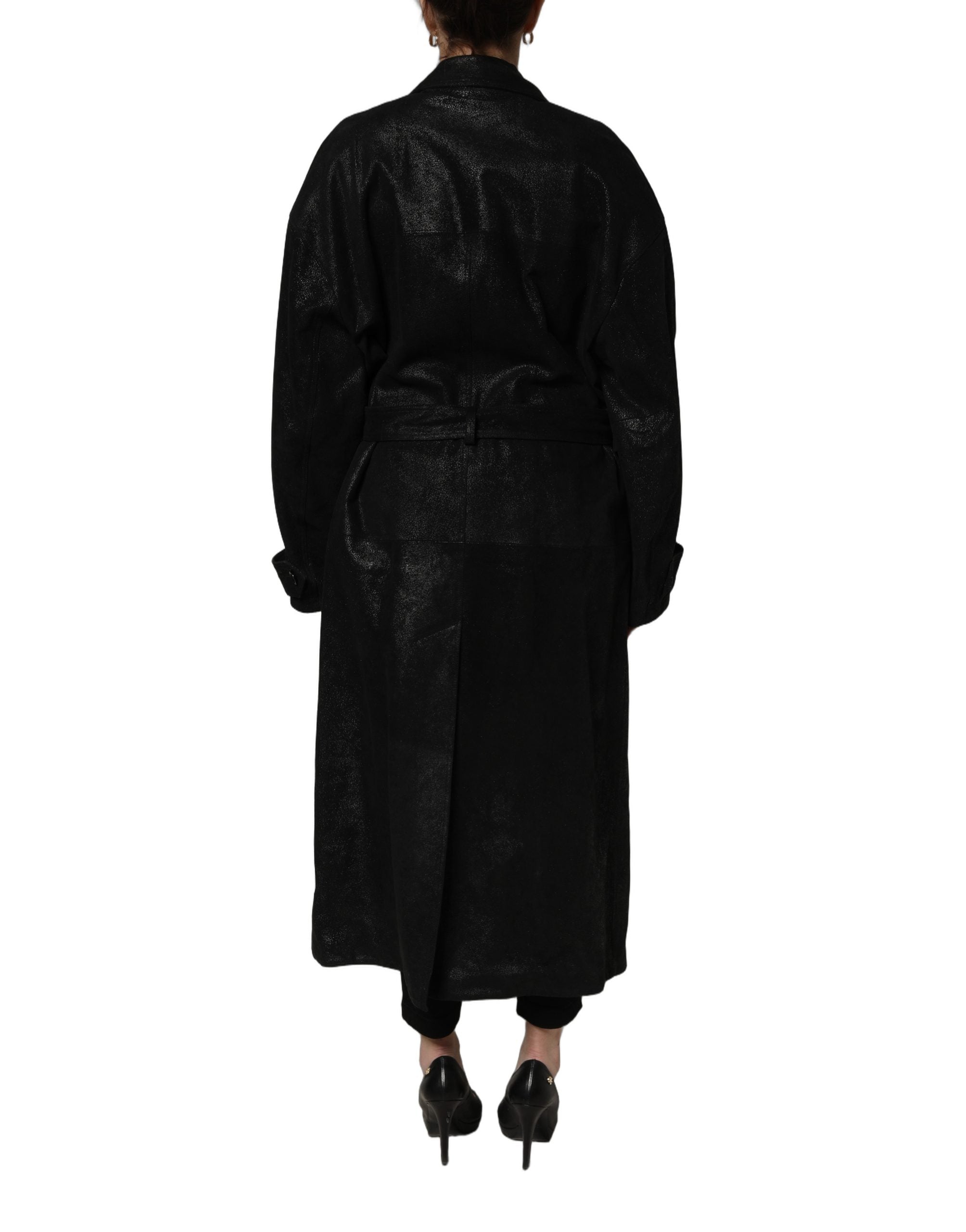 Dolce & Gabbana 100% Sheepskin Leather trench coat in black