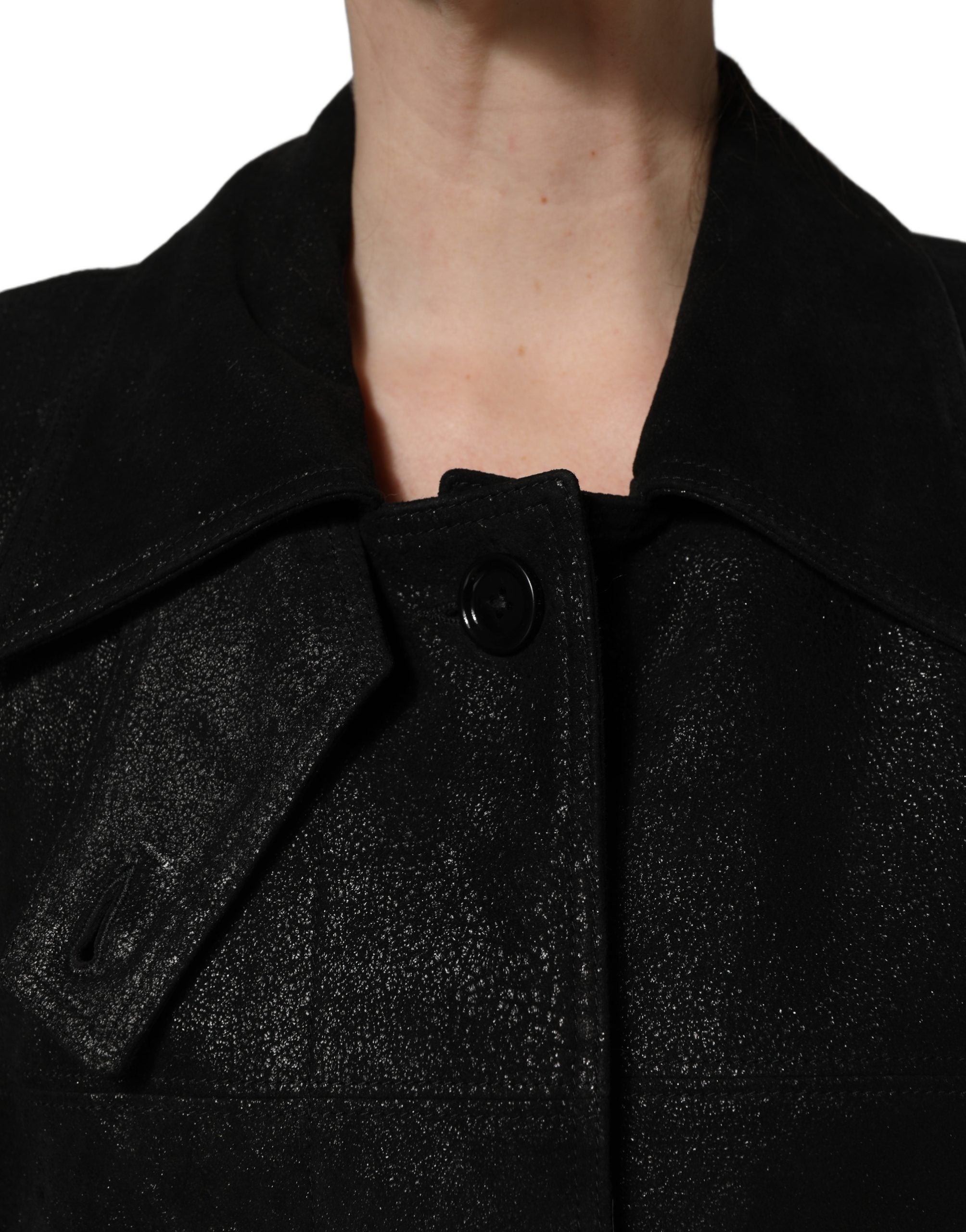 Dolce & Gabbana 100% Sheepskin Leather trench coat in black — view 2