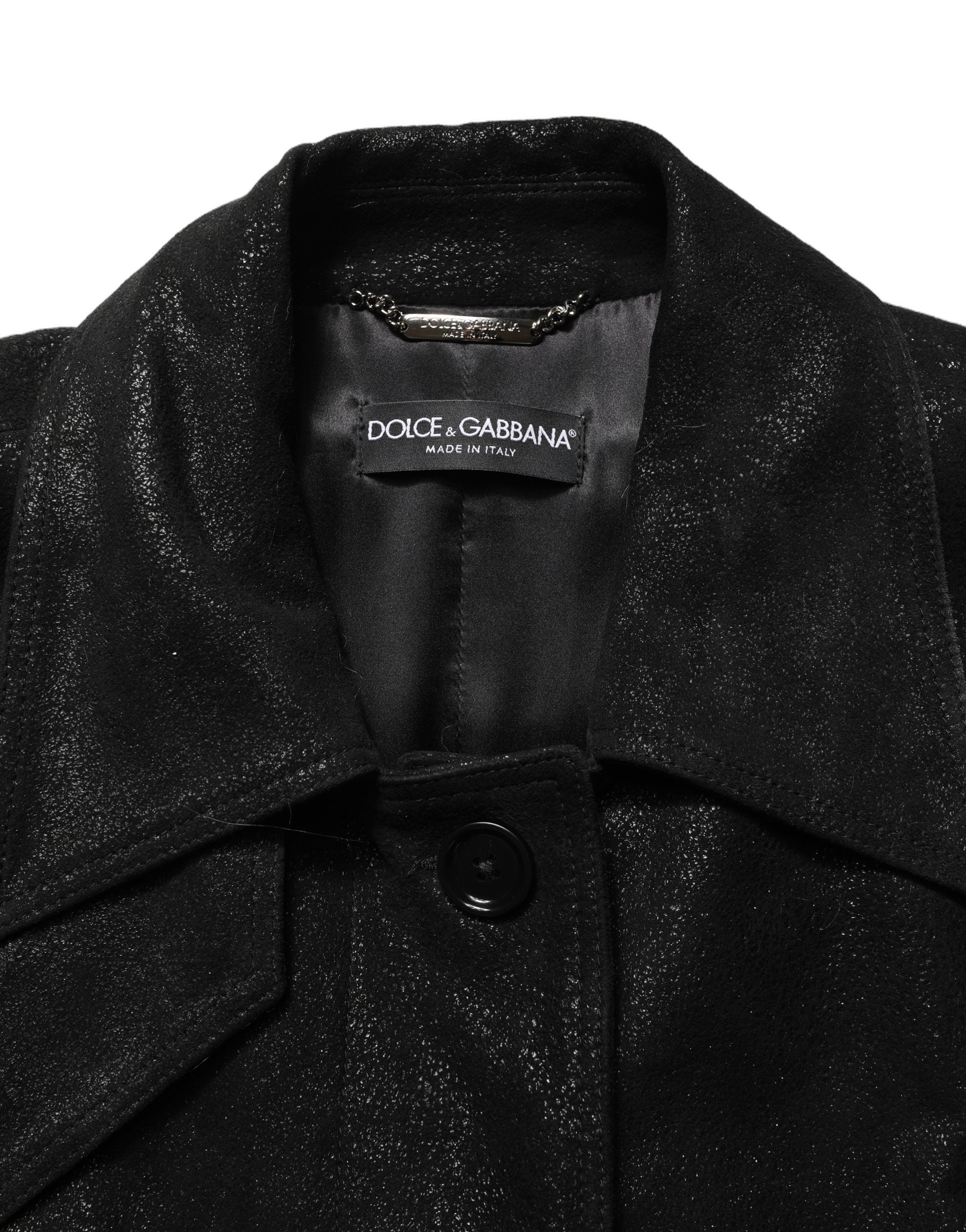 Dolce & Gabbana 100% Sheepskin Leather trench coat in black — view 3