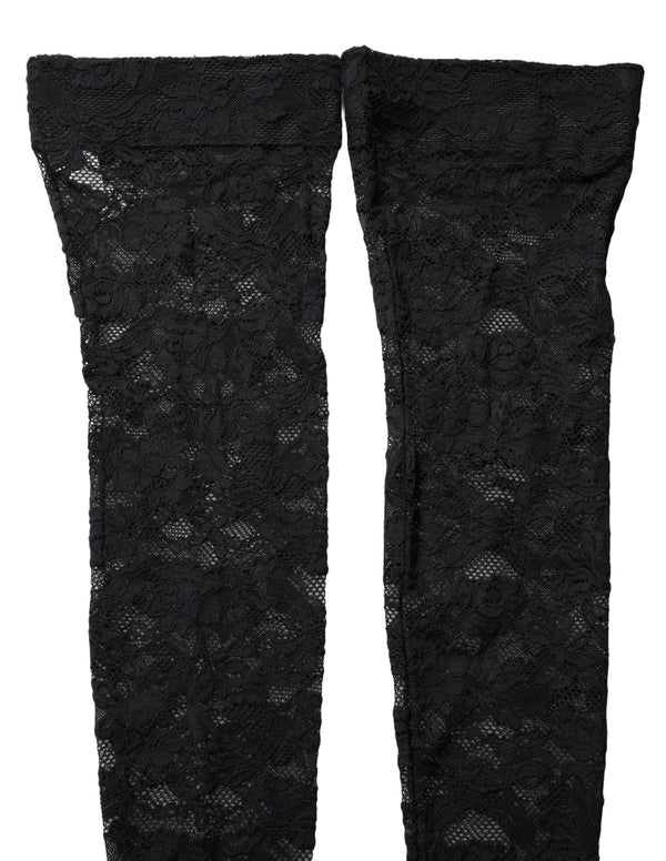 Dolce & Gabbana 90% Nylon 10% Elastane thigh high stockings in black