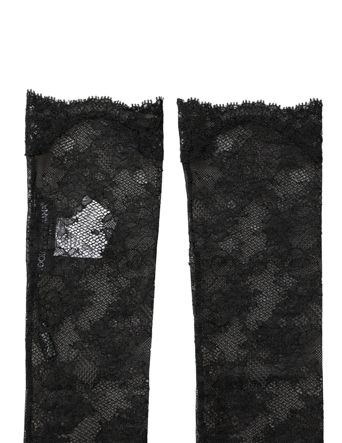 Dolce & Gabbana 79% Nylon 21% Elastane knee socks in black