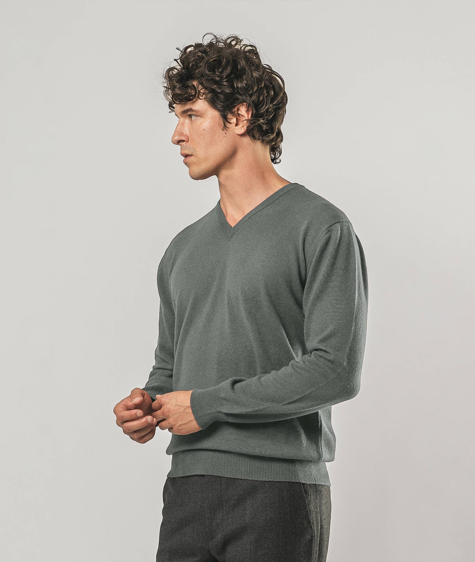 V-Neck Cashmere Sweater Stoccolma Blue V Neck