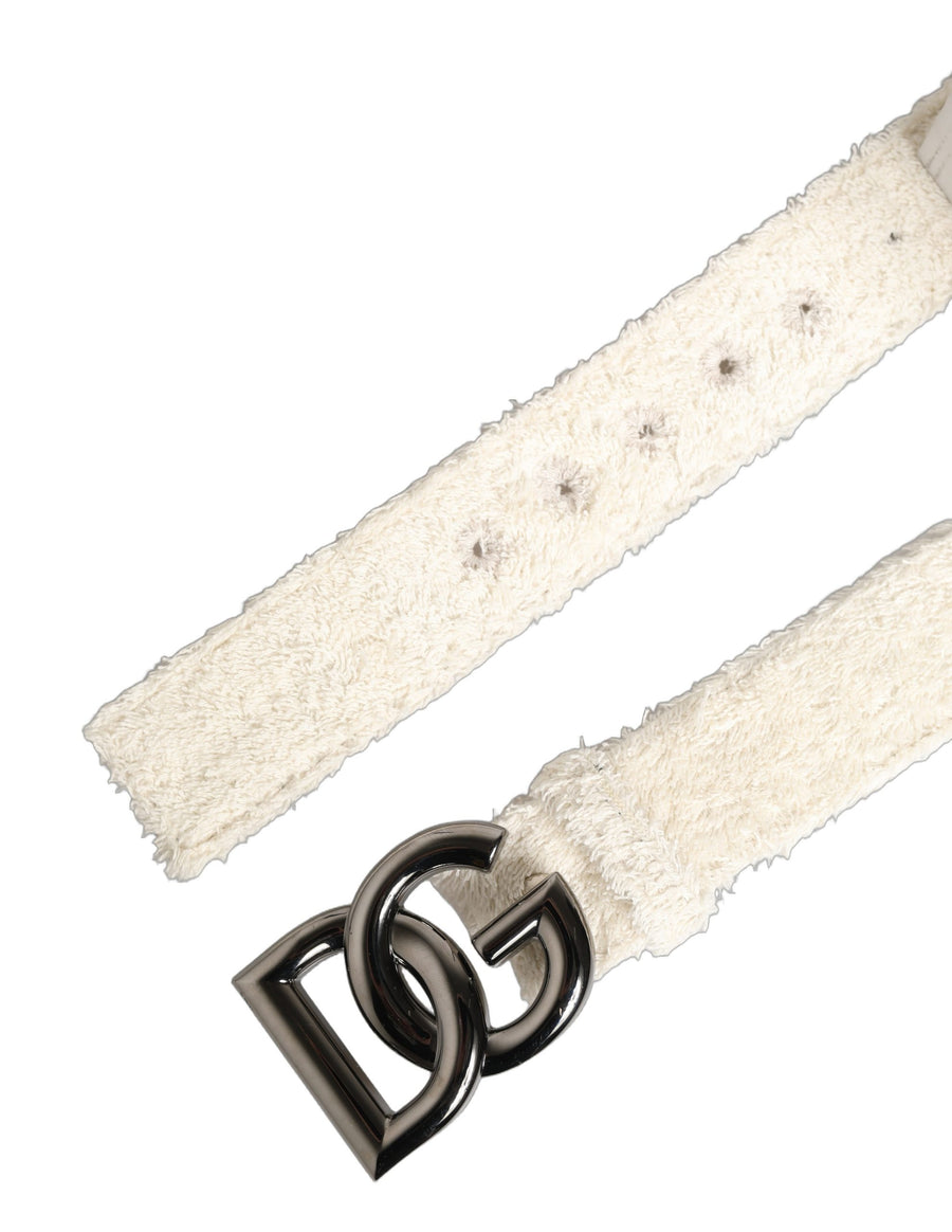 Dolce & Gabbana 100% Cotton with 100% Calf Leather lining belt in white