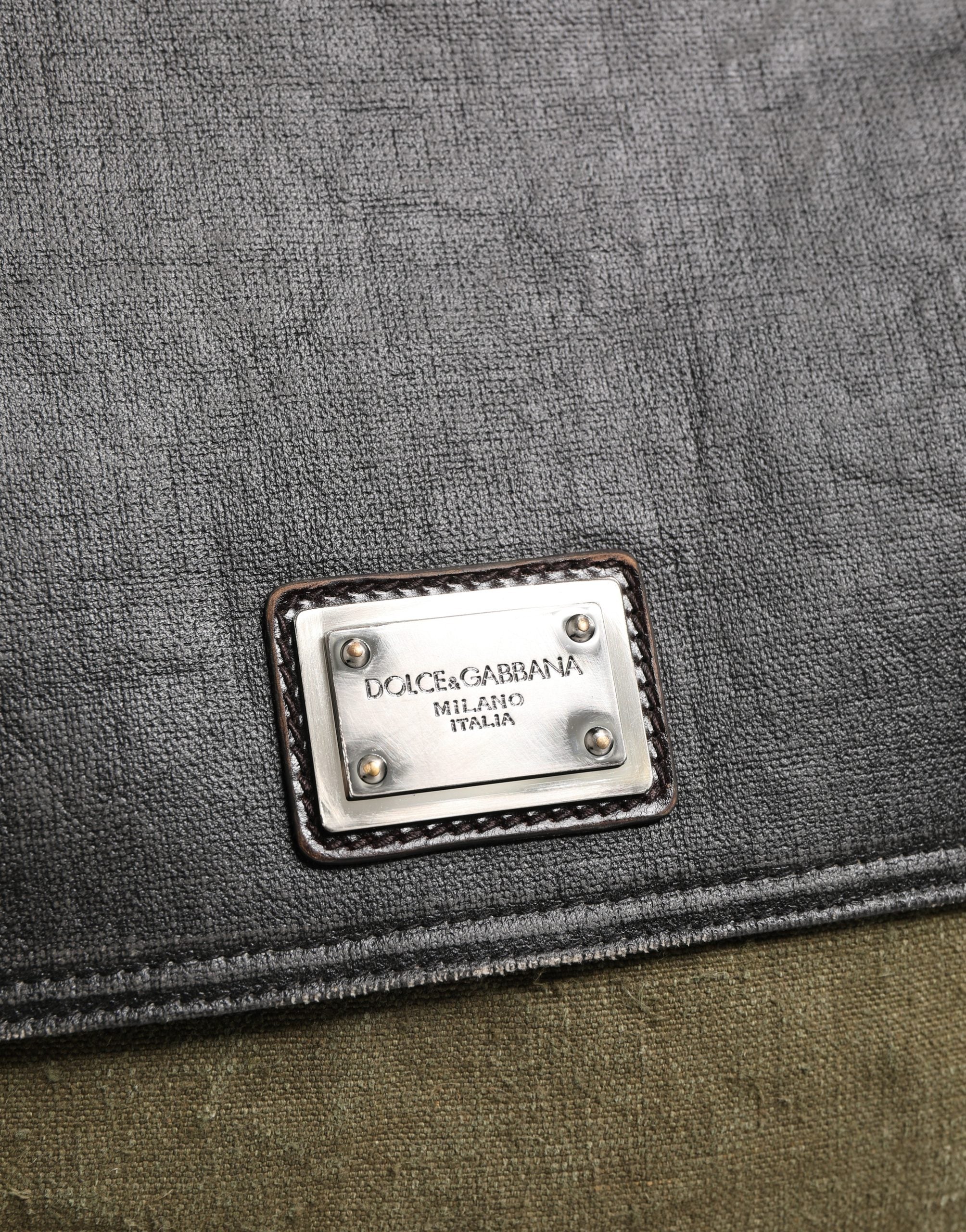 Military Green Two Tone Messenger Shoulder Borse Men Bag Dark Leather