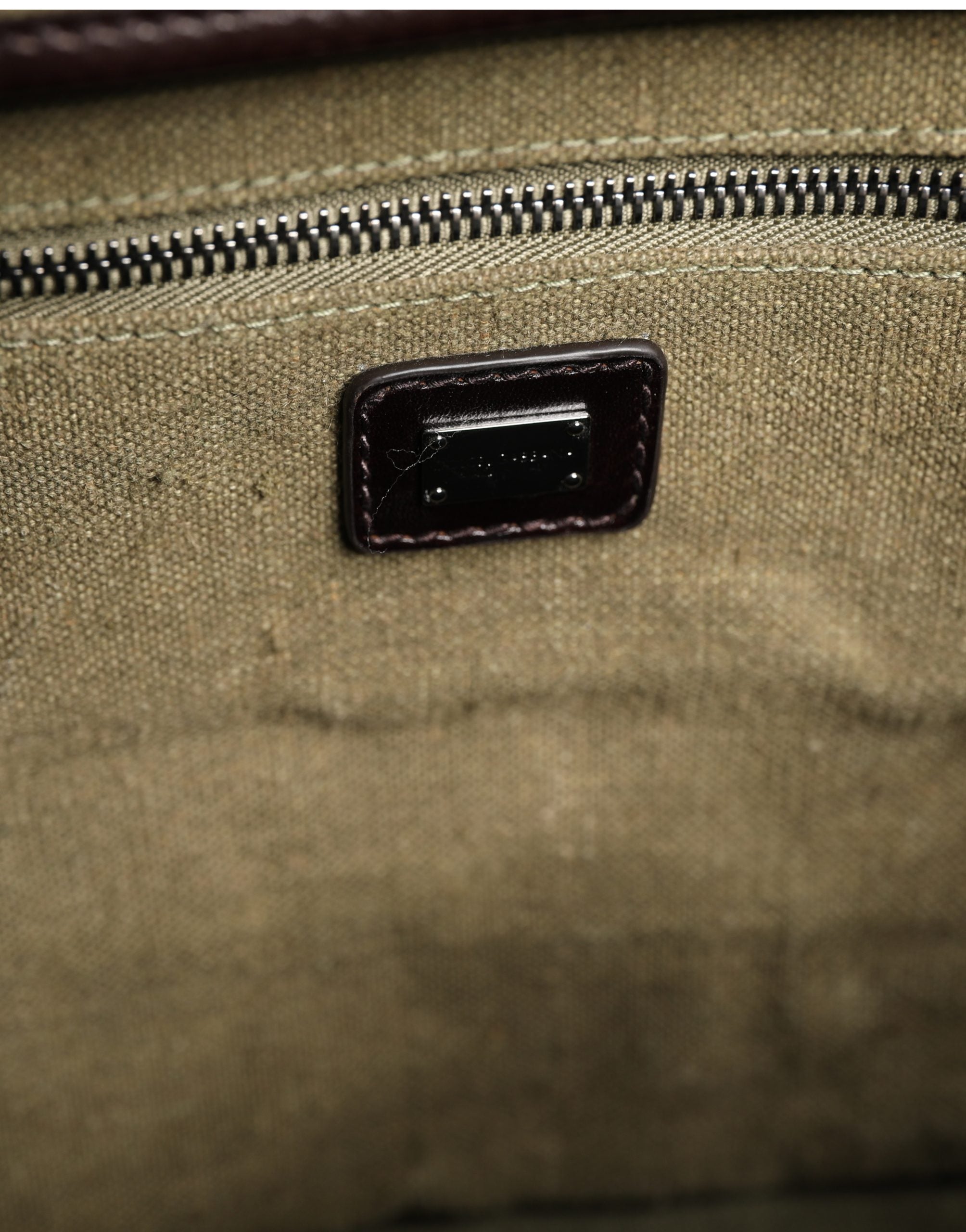 Military Green Two Tone Tote Duffel Shoulder Borse Bag Dark Leather