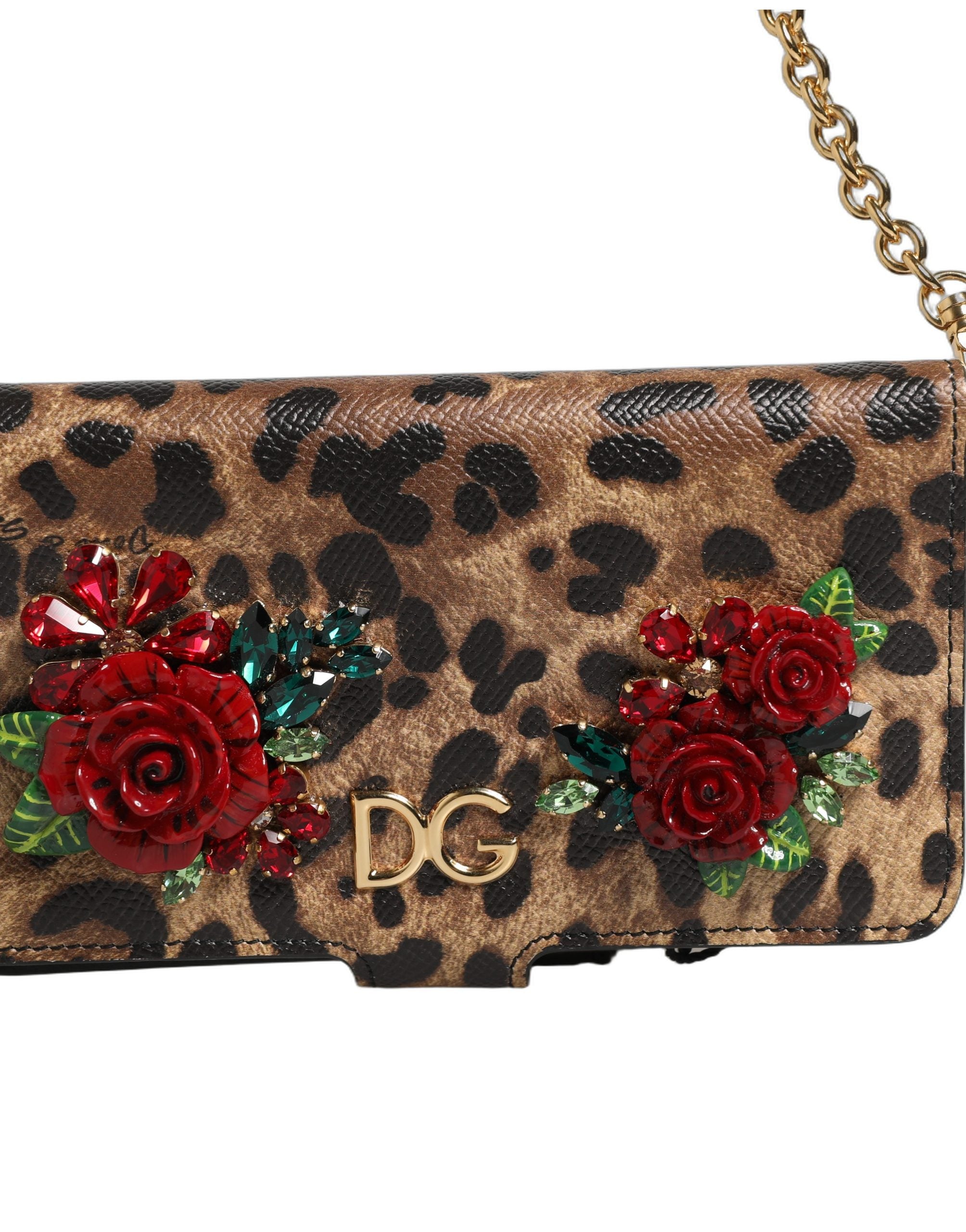 Flip Cover Brown Leopard Crystal Iphone X - Xs Case Bag