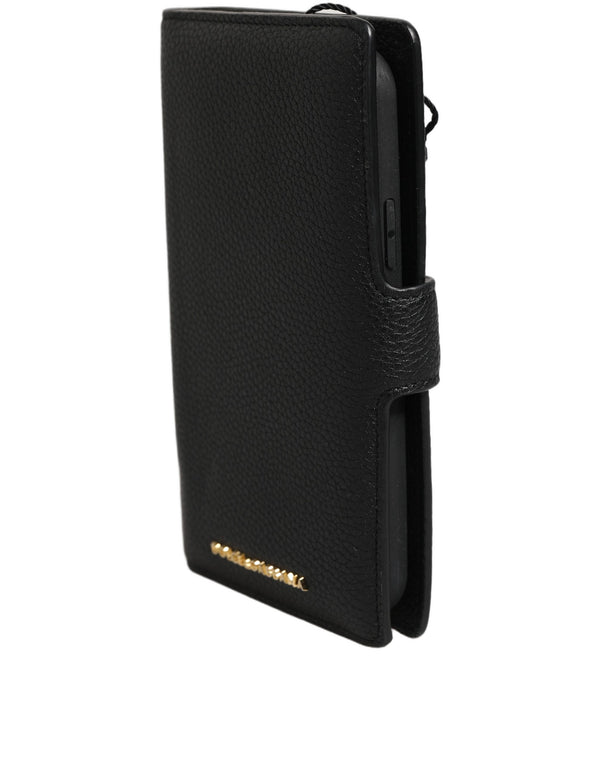 Dolce & Gabbana 100% Calf Leather (exterior); 10% Nylon phone case in black