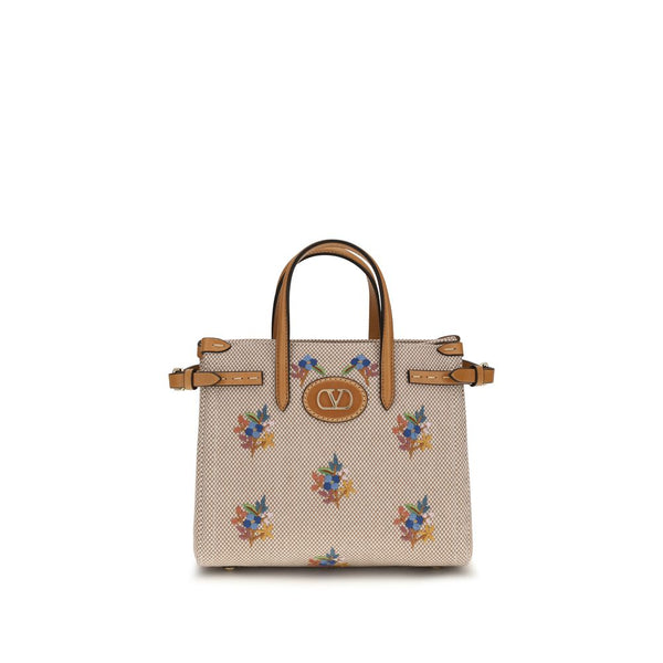 Valentino Garavani 100% Cotton top handle bag in beige