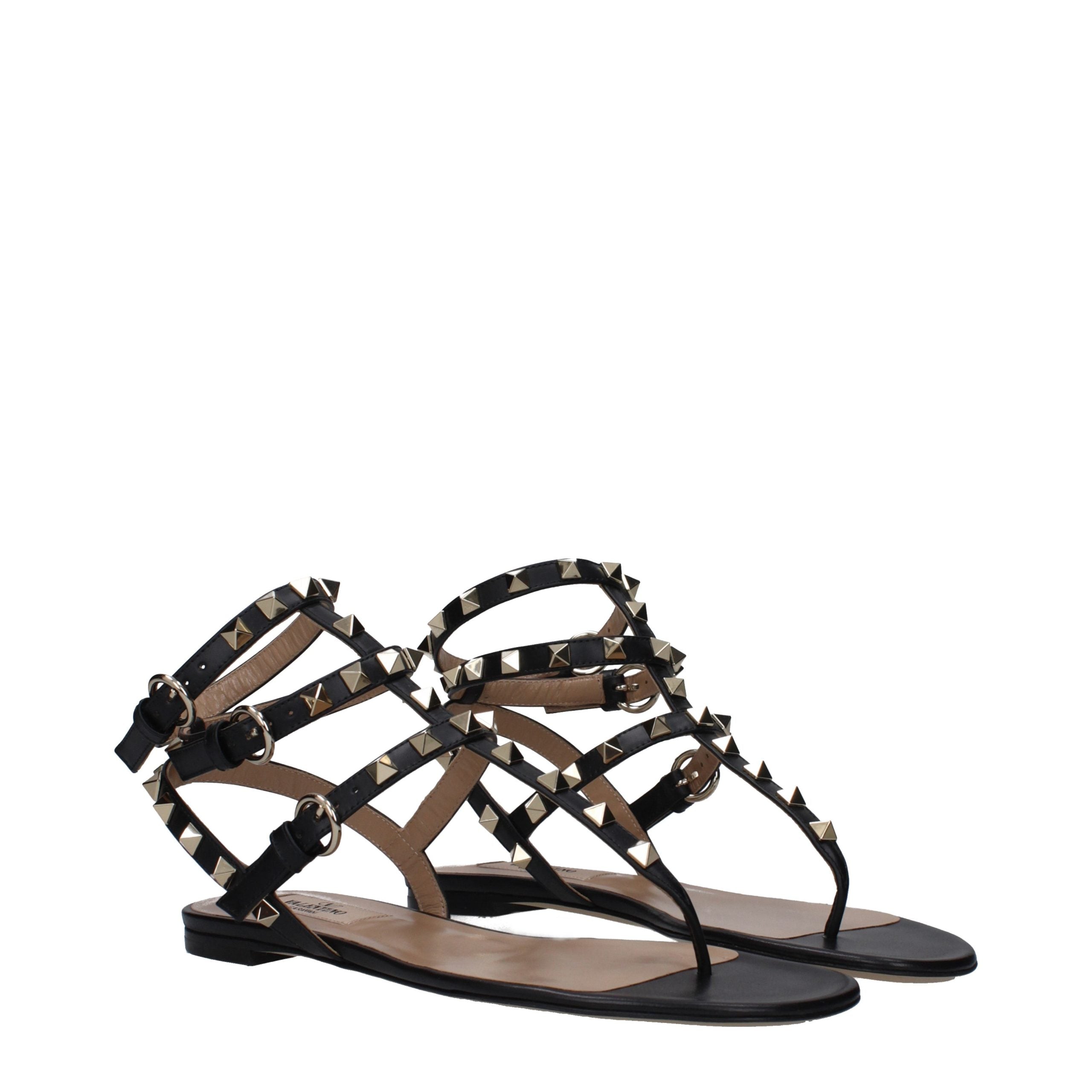 Valentino Garavani Leather sandal in black — view 2