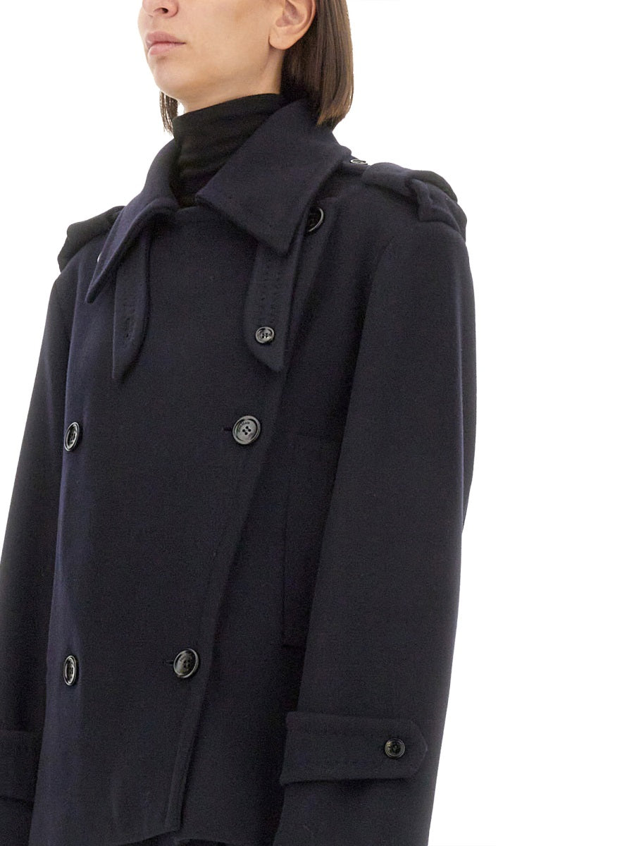 Coat Laveno Blue Virgin Wool Trench & Raincoats