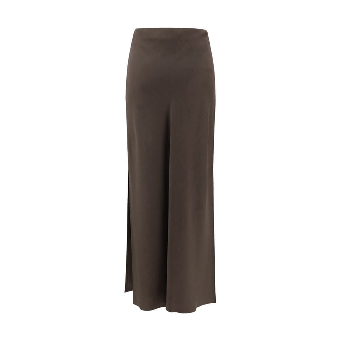 Brunello Cucinelli 61% Acetate 39% Viscose midi skirt in brown — view 2