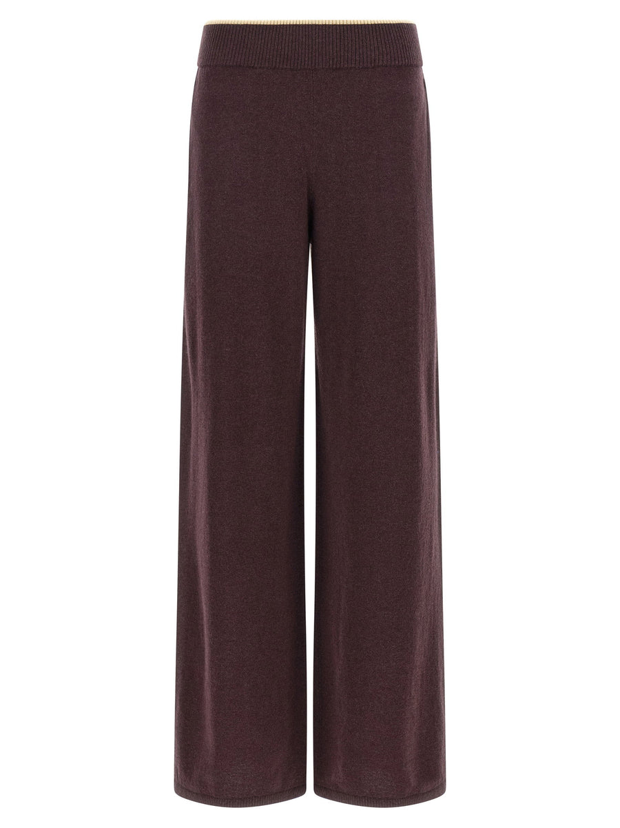 Pinko Wool-Cashmere Knit Trousers — Purple