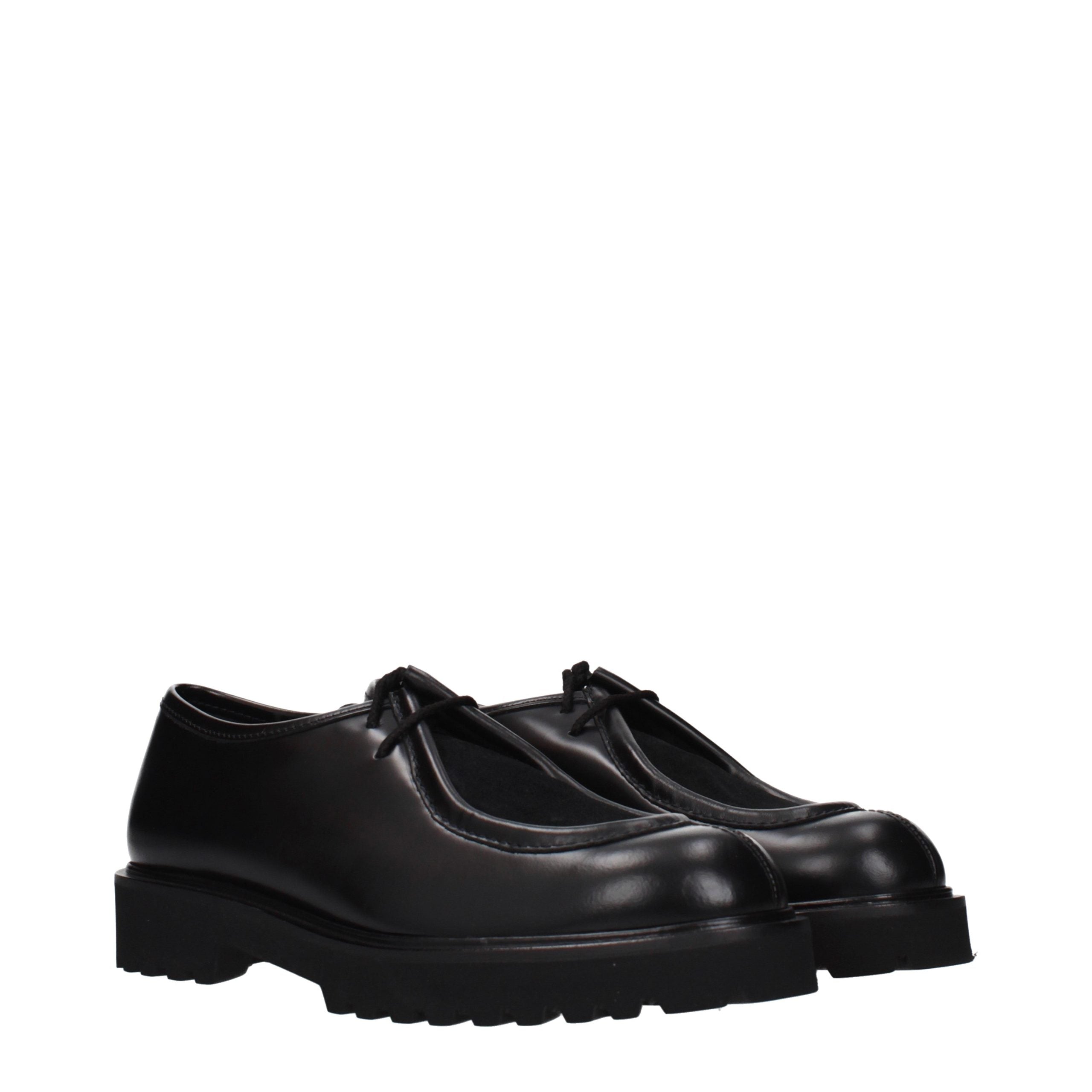 Max Mara Black leather derby in black — view 2