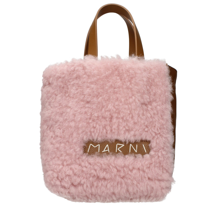 Marni Shearling top handle bag in pink