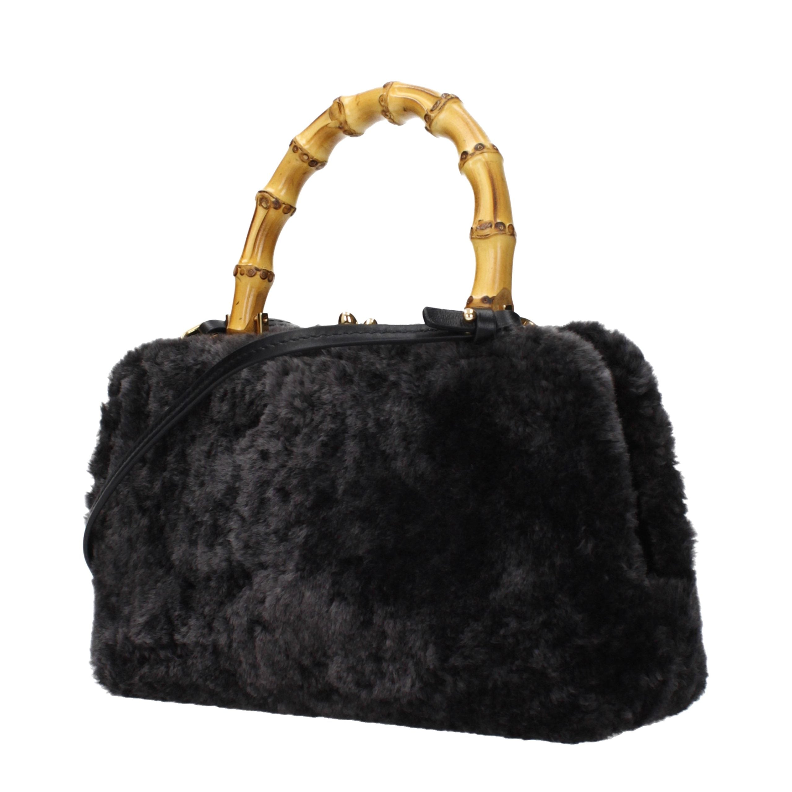 Black Fur Handbag Bag