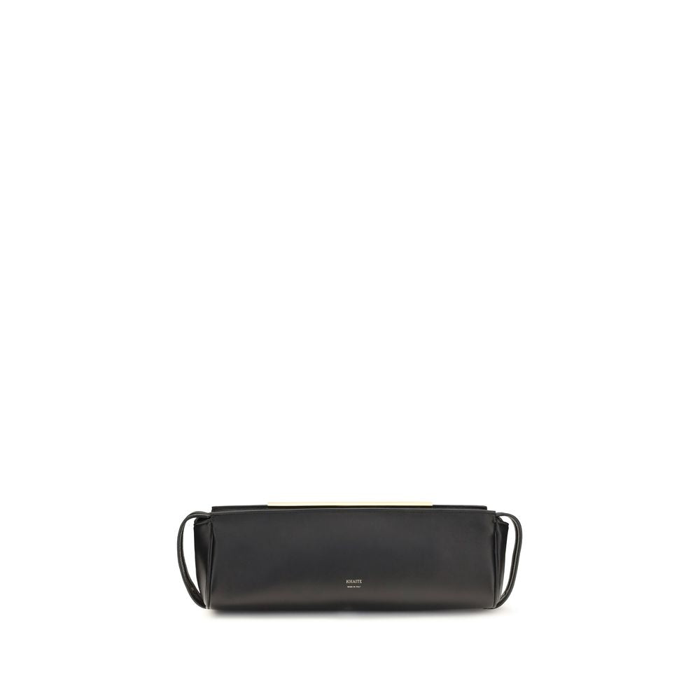 Khaite 100% Calf Leather Bos Taurus clutch in black