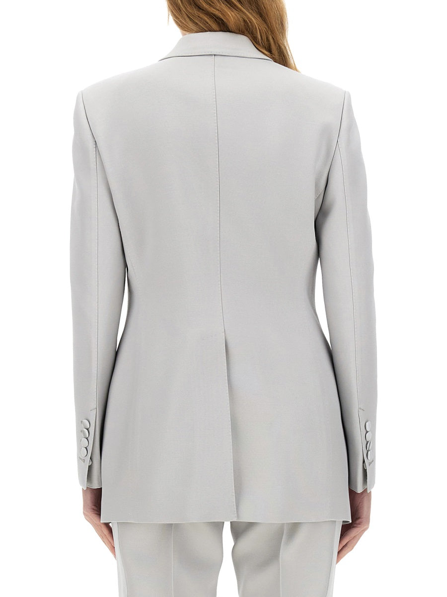 Single-Breasted Tuxedo Jacket Grey Viscose