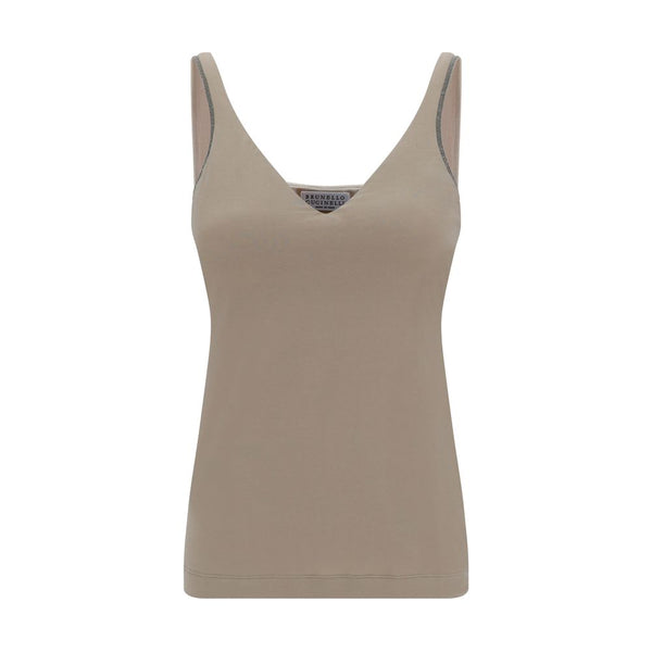 Brunello Cucinelli 100% Cotton tank top in beige