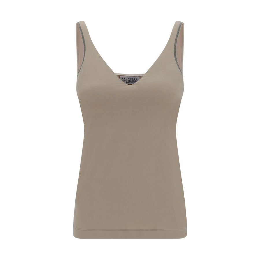 Brunello Cucinelli 100% Cotton tank top in beige