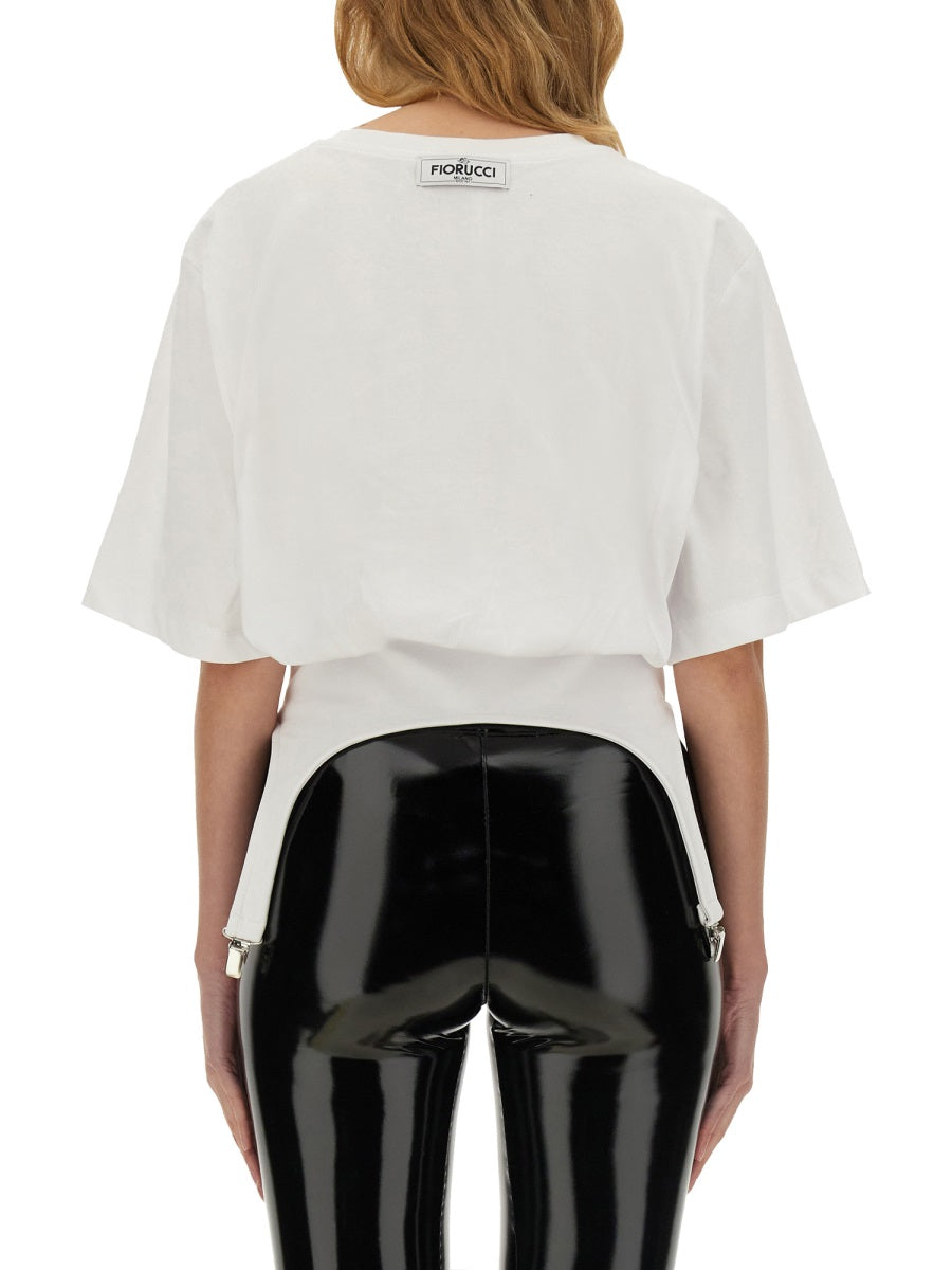 T-Shirt With Suspenders White Cotton T-shirts