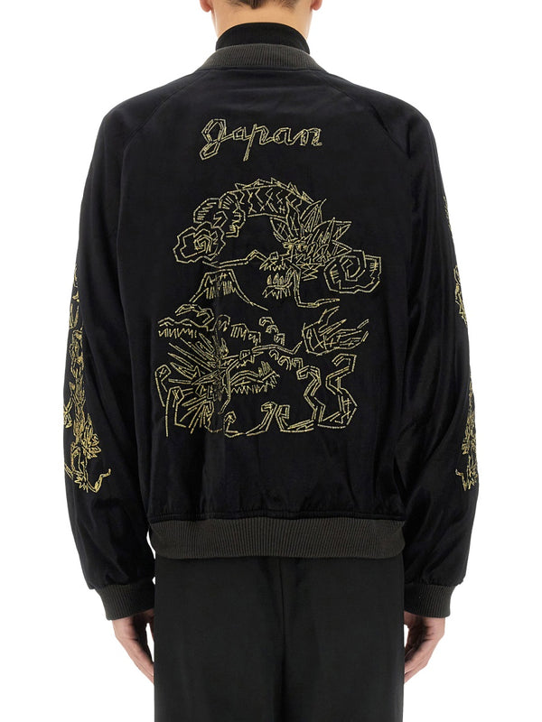 Souvenir Jacket Eastend Dragon Black Cotton Rayon