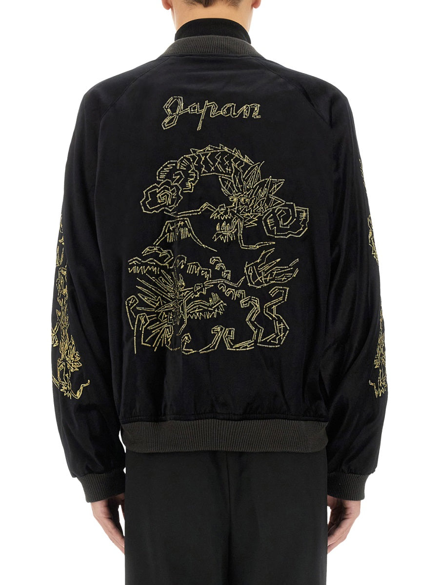 Souvenir Jacket Eastend Dragon Black Cotton Rayon
