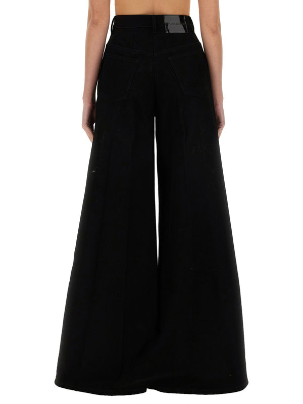 Black Flared Pants Cotton Trousers
