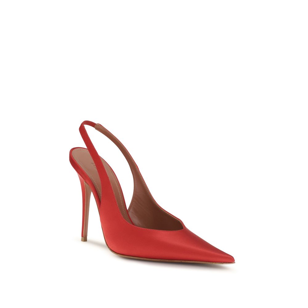 Amina Muaddi 100% Silk pump in red — view 2