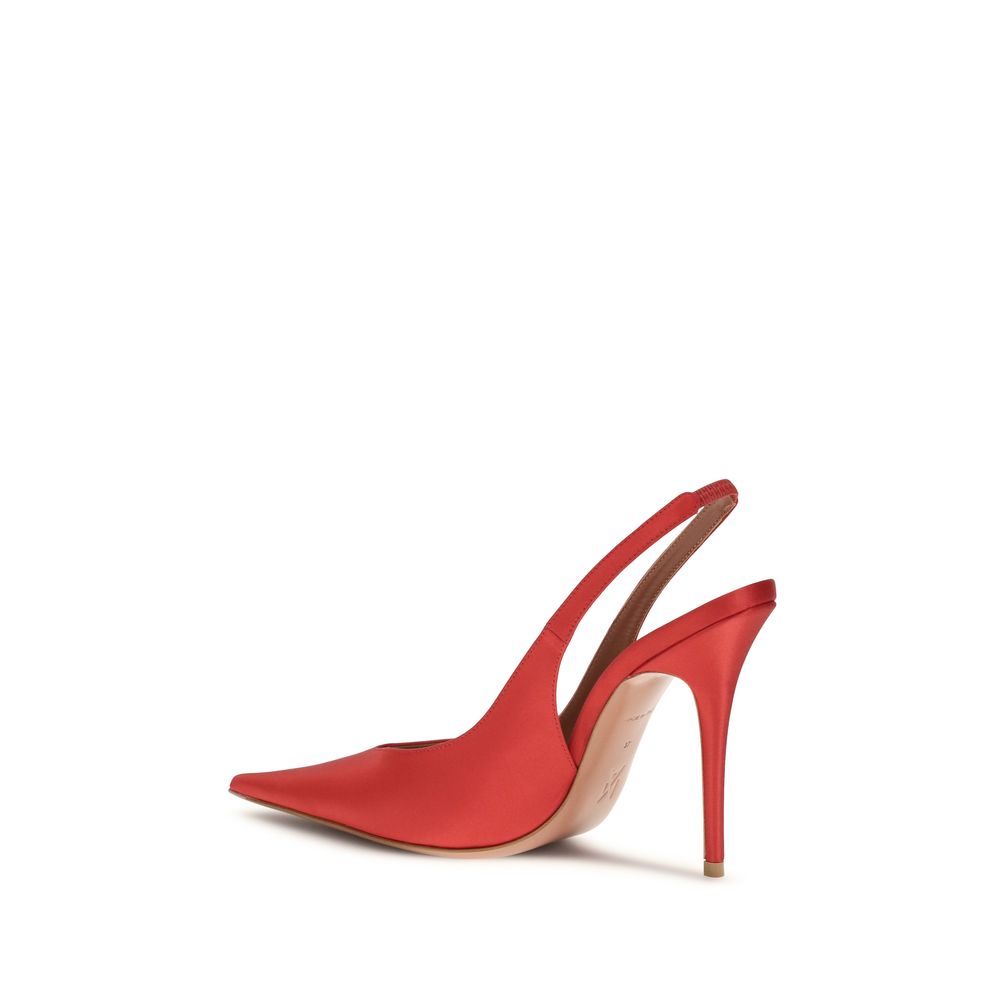 Amina Muaddi 100% Silk pump in red — view 3