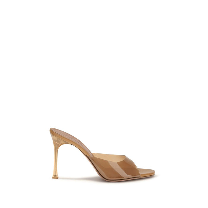 Amina Muaddi UPPER 100% PVC SOLE 70% Calf Leather Bos Taurus 30% Rubber mule sandal in beige