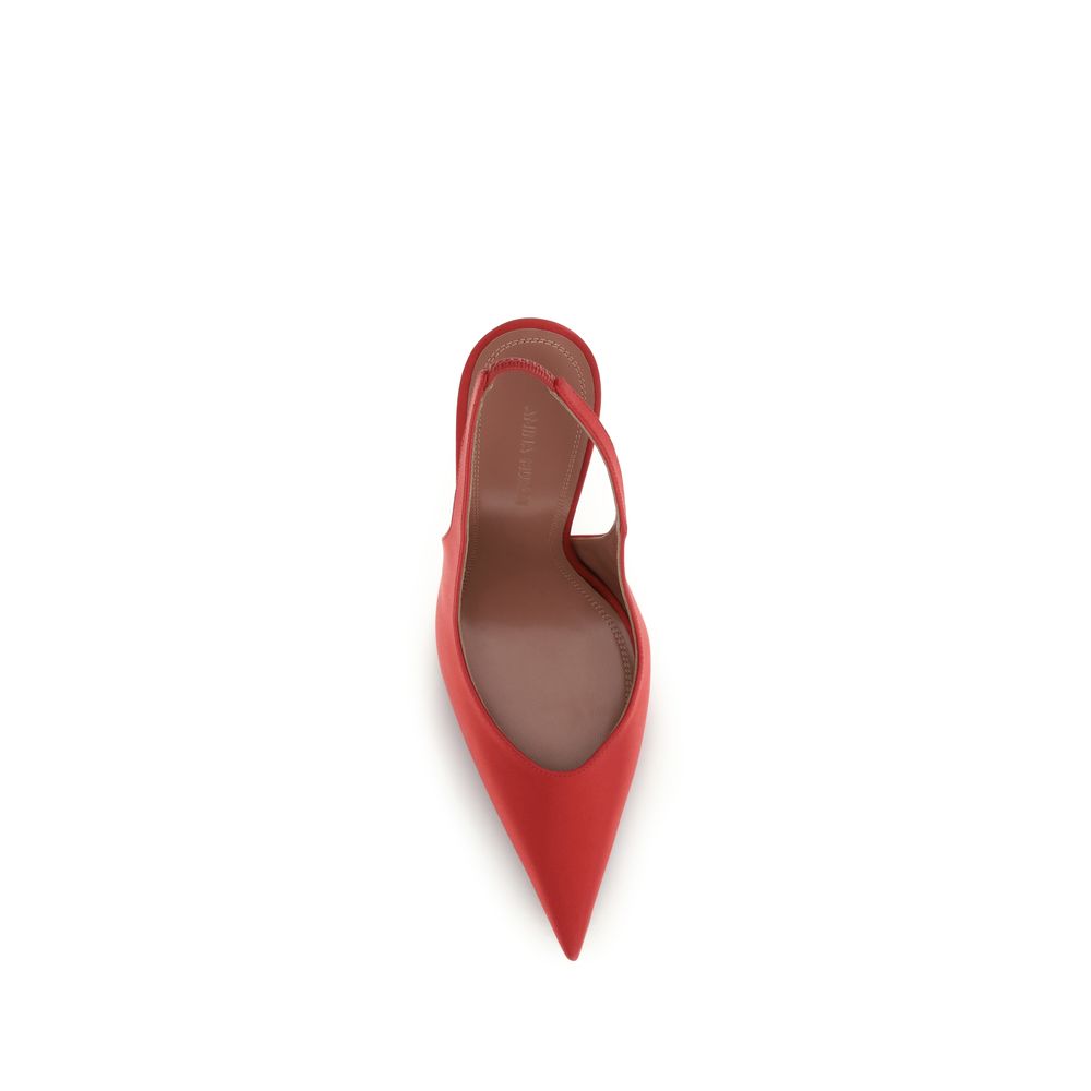 Amina Muaddi 100% Silk pump in red — view 4