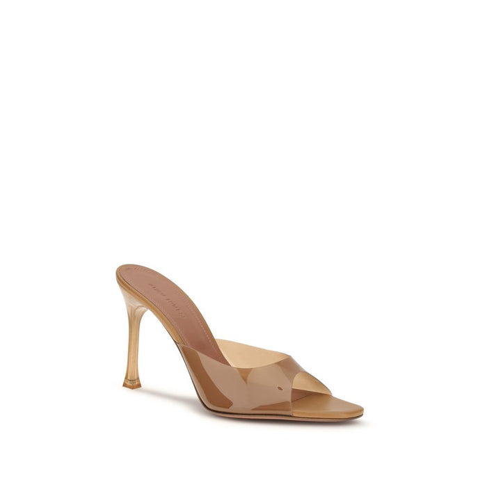 Amina Muaddi UPPER 100% PVC SOLE 70% Calf Leather Bos Taurus 30% Rubber mule sandal in beige — view 2