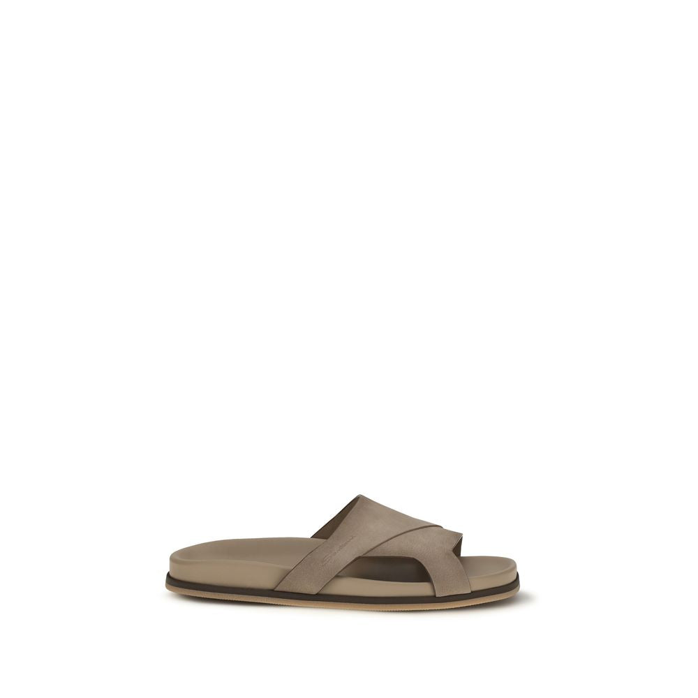 Santoni Upper: 100% Calf Leather Bos Taurus; Sole: 100% Rubber sandals in beige